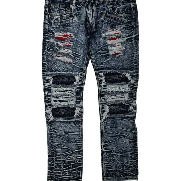 Damati Ripped Denim Moto Style Jean (42)